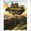 cross stitch pattern Floating Steampunk Mountain (Large Crop)