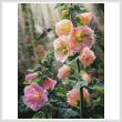 cross stitch pattern Ruby Throated Hummingbird  Hollyhocks