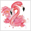 cross stitch pattern Watercolour Flamingos