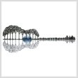cross stitch pattern Guitar Landscape Moonlight