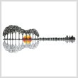 cross stitch pattern Guitar Landscape Sunset