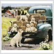 cross stitch pattern Green Truck Pups