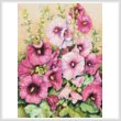 cross stitch pattern Hollyhocks in Evening Glow