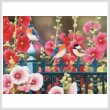 cross stitch pattern Iron Fence with Hollyhocks