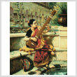 cross stitch pattern Lady Playing Sitar