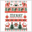 cross stitch pattern Folk Art Merry Christmas