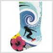 cross stitch pattern Hawaiian Surfer Stocking Left