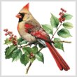 cross stitch pattern Female Cardinal and Holly