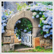 cross stitch pattern Mini Hydrangeas Garden Gate
