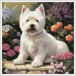 cross stitch pattern West Highland Terrier in a Garden