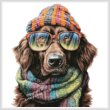 cross stitch pattern Winter Retriever (Large)