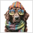 cross stitch pattern Winter Retriever