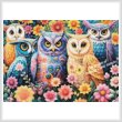 cross stitch pattern Abstract Floral Owls