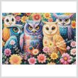 cross stitch pattern Abstract Floral Owls (Large)