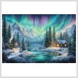 cross stitch pattern Cabin Under The Northern Lights