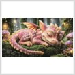 cross stitch pattern Mini Sleeping Pink Dragon