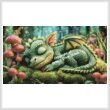 cross stitch pattern Sleeping Green Dragon (Large)