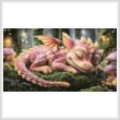 cross stitch pattern Sleeping Pink Dragon