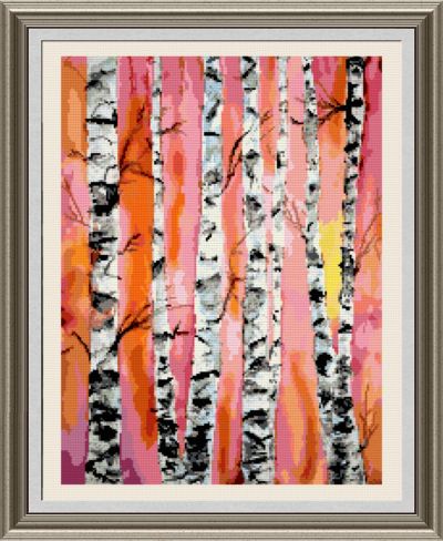 cross stitch pattern Birch Trees
