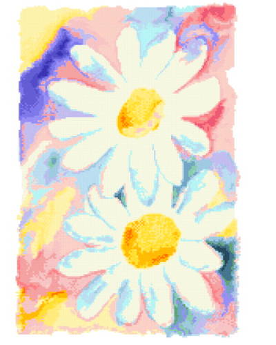 cross stitch pattern Daisies Watercolor