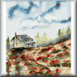 cross stitch pattern Barn and Flowers