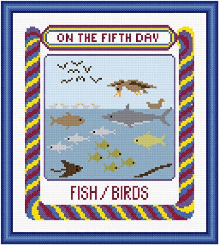 cross stitch pattern On The Fifth Day