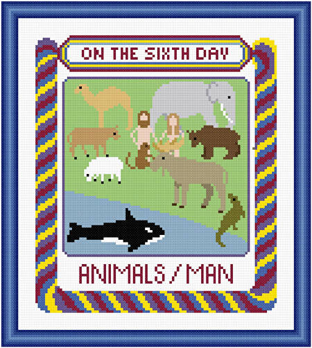 cross stitch pattern On The Sixth Day