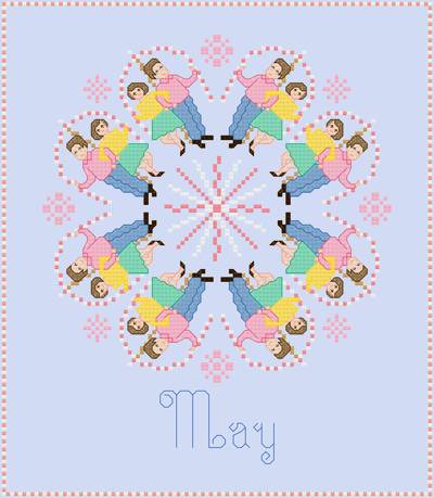 cross stitch pattern May - May Poles - Dancers