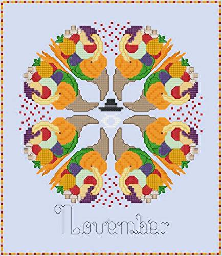 cross stitch pattern November - Cornucopias of Foods