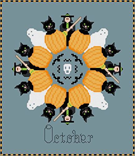 cross stitch pattern October - Halloween Symbols