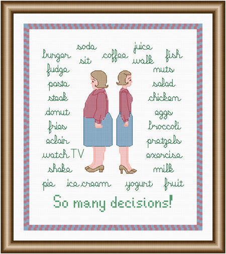 cross stitch pattern So Many Decisions - Women