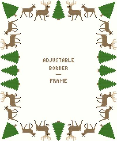 cross stitch pattern Deer/Evergreens-Deluxe Border- Adj.