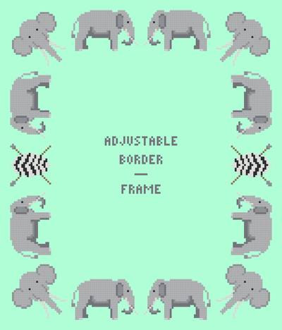 cross stitch pattern Elephant Border/Frame - Adjustable
