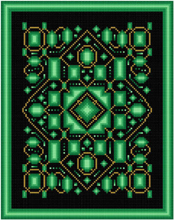 cross stitch pattern Emeralds and Gold