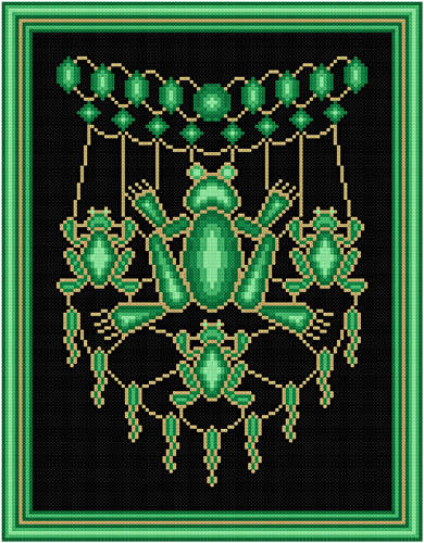 cross stitch pattern Jeweled Frogs