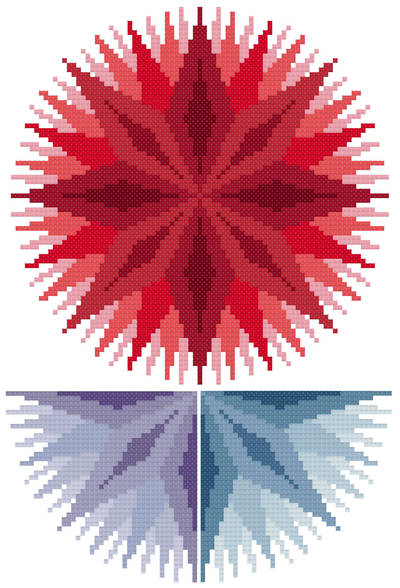 cross stitch pattern Infinite - Red, Violet, Blue