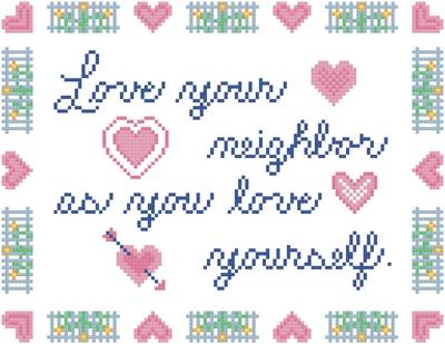 cross stitch pattern Love Your Neighbor