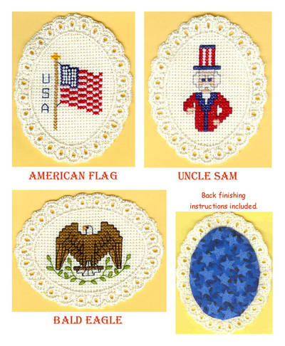 cross stitch pattern Patriotic Trio