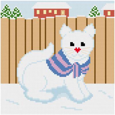 cross stitch pattern Snow Kitten