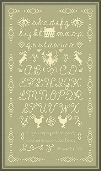 cross stitch pattern Unique Sampler Monochromatic