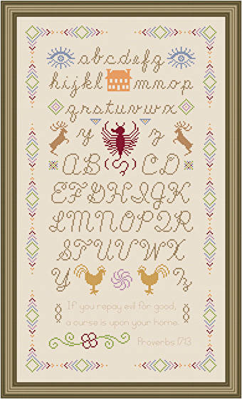 cross stitch pattern Unique Sampler - Multi-color