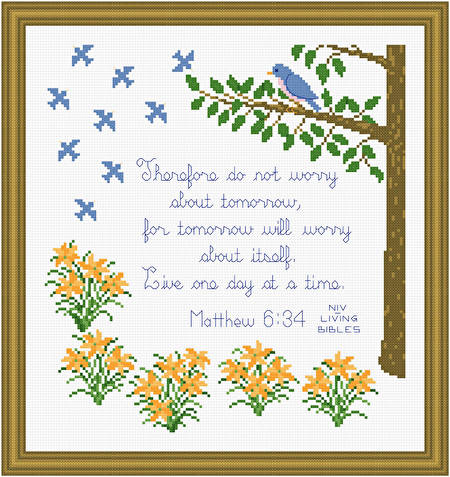 cross stitch pattern Live One Day at a Time