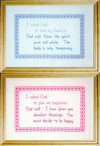 cross stitch pattern God Messages 1 - Happiness / Handicap