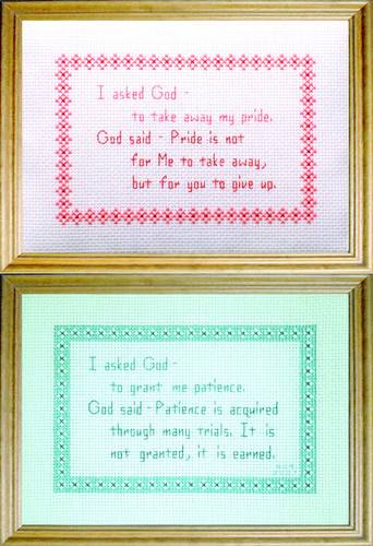 cross stitch pattern God Messages 2 - Patience / Pride