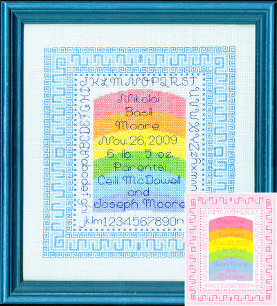 cross stitch pattern Rainbow Baby Sampler