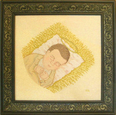 cross stitch pattern Asleep in a Manger