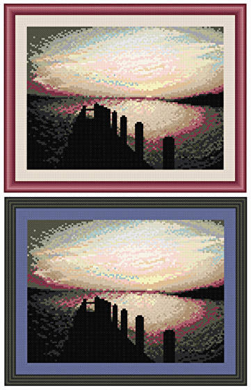 cross stitch pattern Sunset Over The Water
