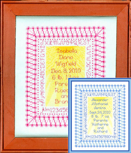 cross stitch pattern Sunshine Baby Sampler