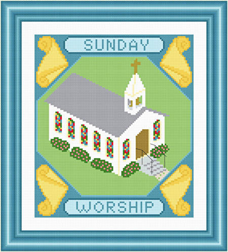 cross stitch pattern Sunday - Worship