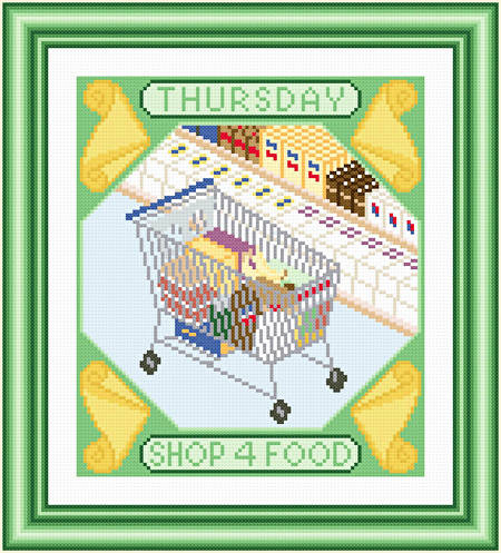 cross stitch pattern Thursday - Shop for Food